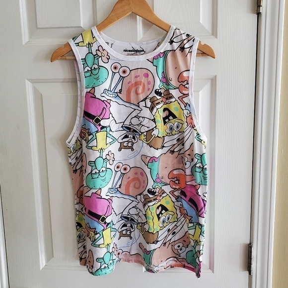 Spongebob Squarepants & friends sleeveless tank top t-shirt Junior women's 15/17 - Picture 2 of 5